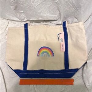 Cream and Blue Tote Bag